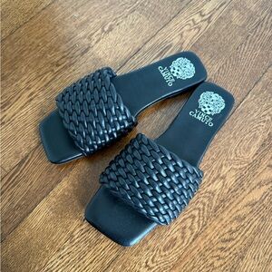 Vince Camuto Black Woven Slide Sandals